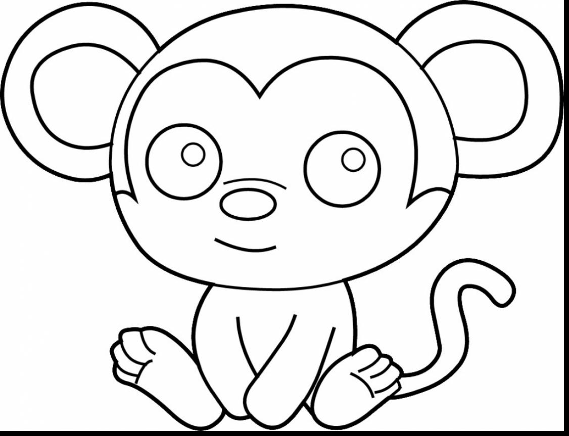 1126x863 Incredible Cute Monkey Coloring Pages With Baby Animal And