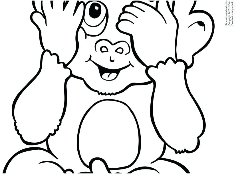 827x609 Monkey Face Coloring Page Monkey Face Coloring Page Monkey