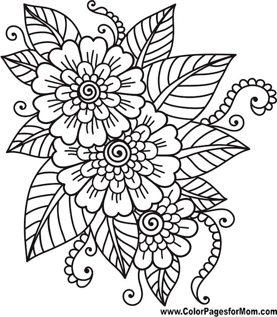 Flower Coloring Pages For Adults 550x629 Flower Coloring Pages For Adults