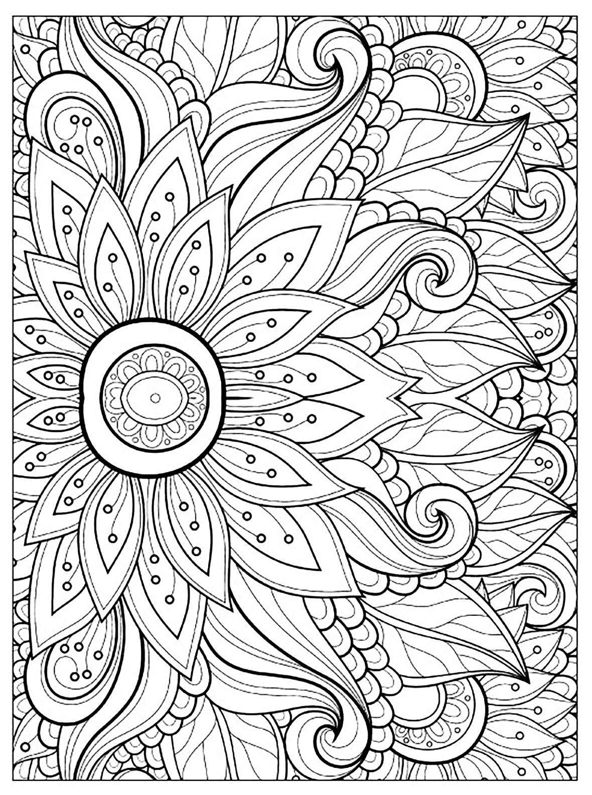 Awesome Adult Coloring Pages Flower Collection Printable 1180x1584 Awesome Adult Coloring Pages Flower Collection Printable