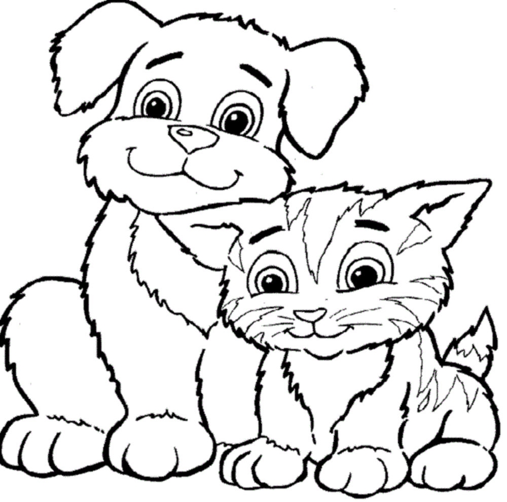 1000x990 Inspiring Design Dogs And Cats Coloring Pages For Kids Of Raining