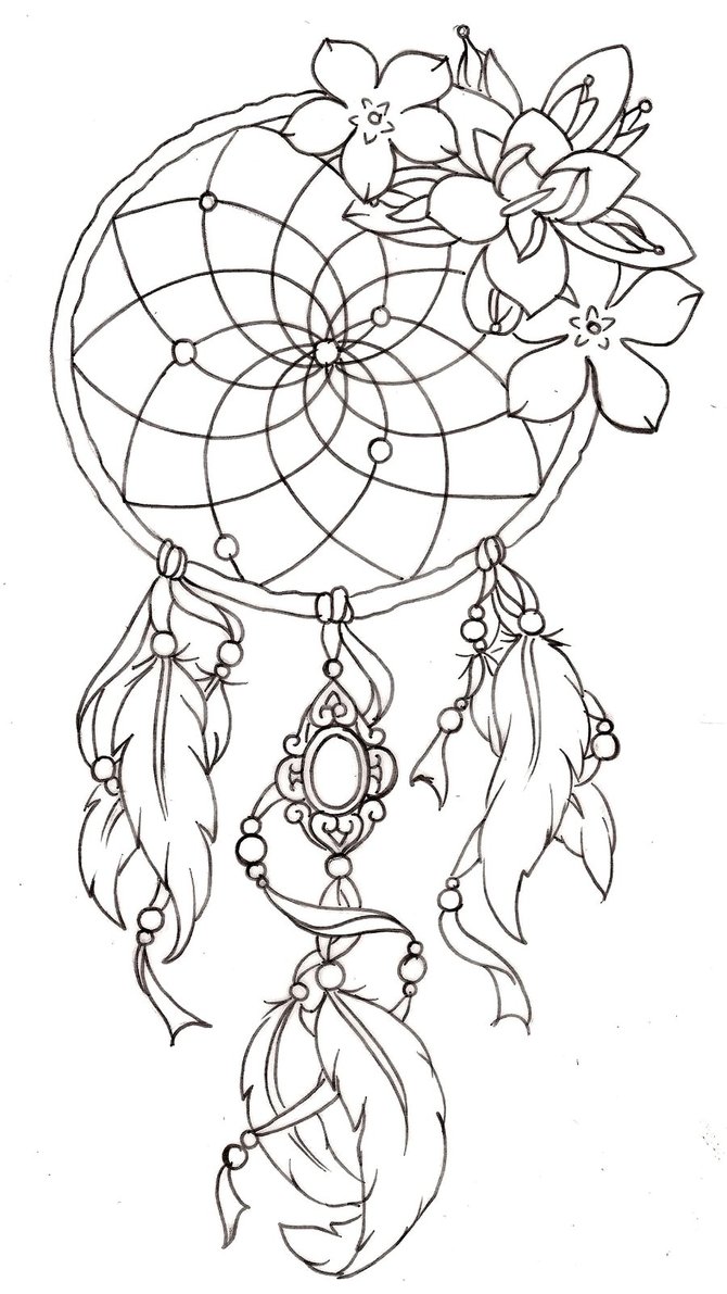 Dreamcatcher Coloring Page 670x1191 Dreamcatcher Coloring Page