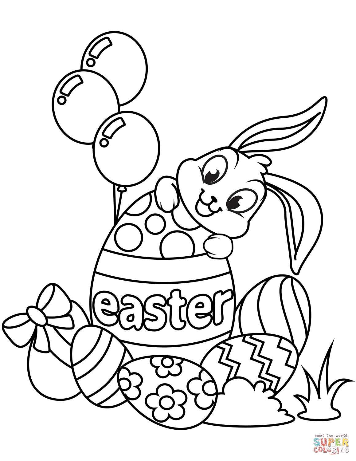 1159x1500 Easter Bunny With Eggs Coloring Page