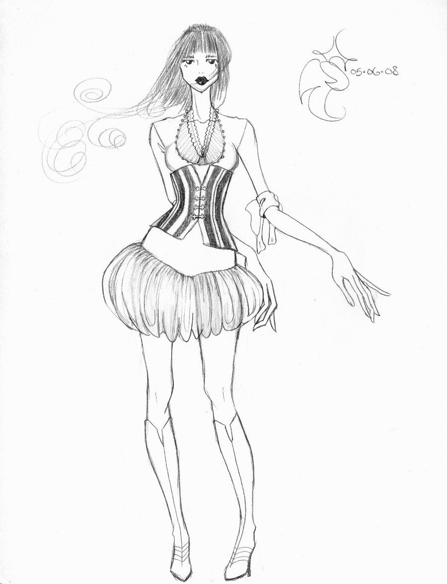 900x1175 Fashion Sketch 8 By Roseonyxis On Coloring Pages
