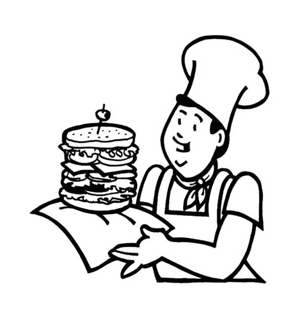 Fast Food The Big Burger Junk Food Coloring Page 600x636 Fast Food The Big Burger Junk Food Coloring Page