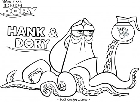 Print Out Finding Dory Hank Coloring Page For Kids 466x338 Print Out Finding Dory Hank Coloring Page For Kids