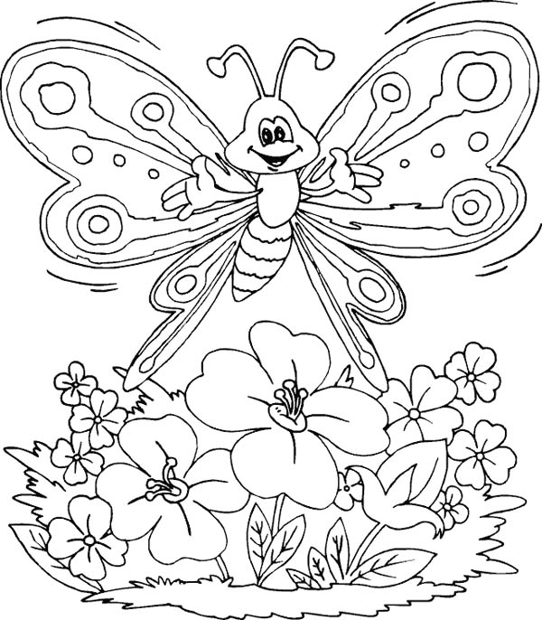 Flower And Butterfly Coloring Pages 8 600x686 Flower And Butterfly Coloring Pages 8