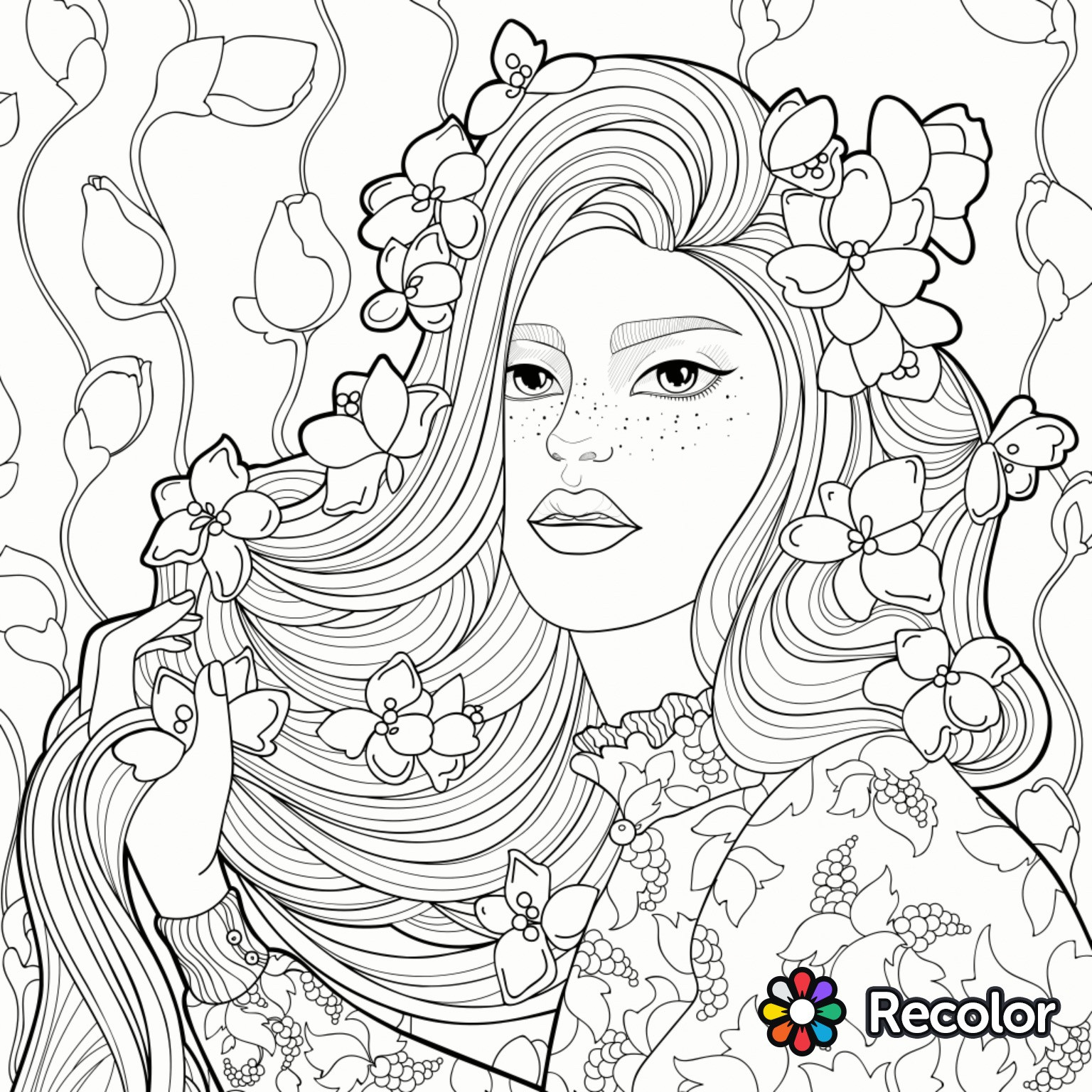 1536x1536 Girl Hair Coloring Pages Leversetdujour Info