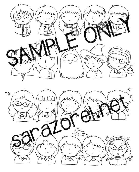 570x704 Harry Potter Doodles, Coloring Page, Printable, Chibi, Kawaii