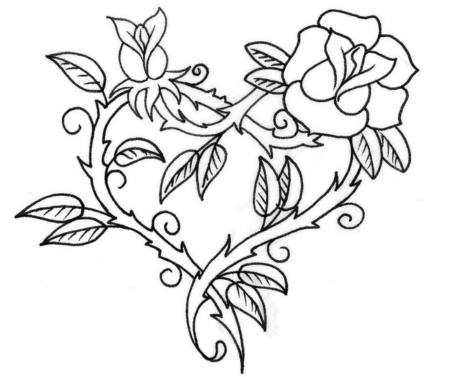 Free Printable Heart And Flowers Coloring Pages Coloring Pages