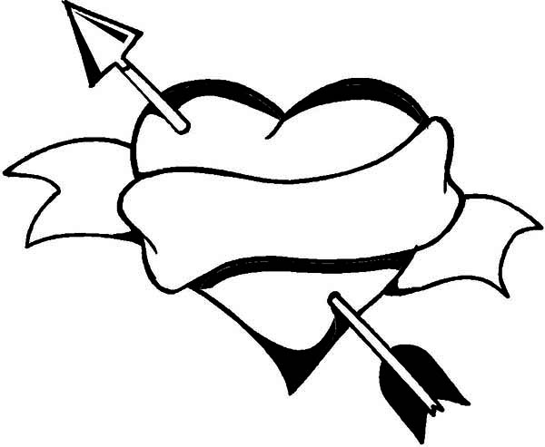 Heart And Arrow, A Classic Symbol On Valentine's Day Coloring Page 600x493 Heart And Arrow, A Classic Symbol On Valentine's Day Coloring Page