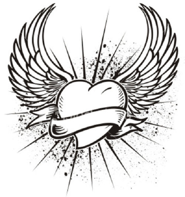 600x638 Luxury Coloring Pages Of Hearts With Wings Photo