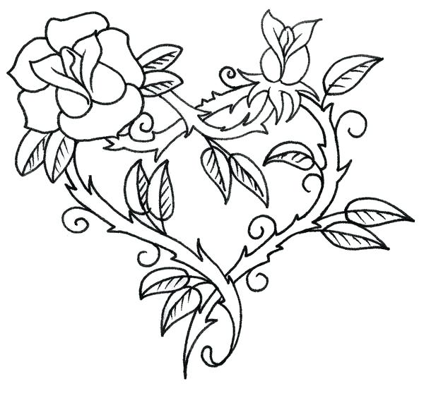 600x581 Coloring Pages Of Hearts Roses Coloring Pages Hearts