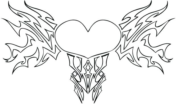 618x366 Double Heart Coloring Pages Heart Coloring Pages Double Coloring