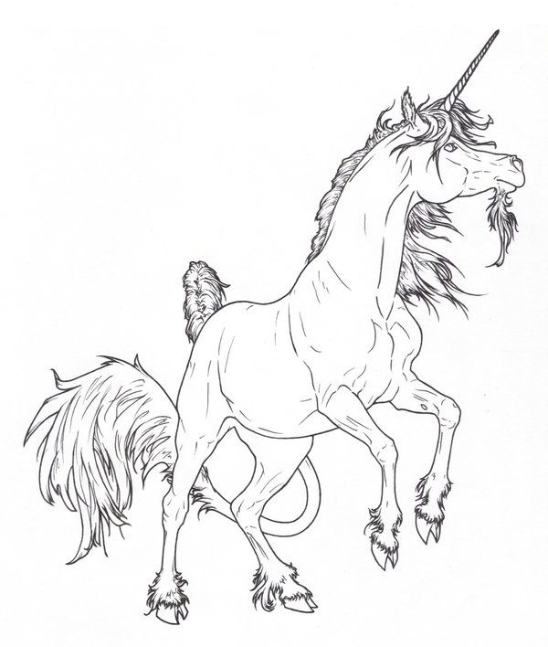 600x708 Rearing Unicorn Lines By On @