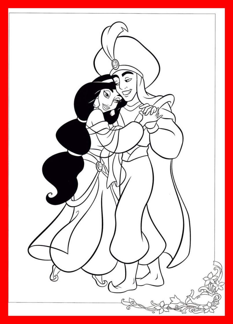 Incredible Jasmine Dancing With Aladdin Coloring Pages Image 806x1123 Incredible Jasmine Dancing With Aladdin Coloring Pages Image