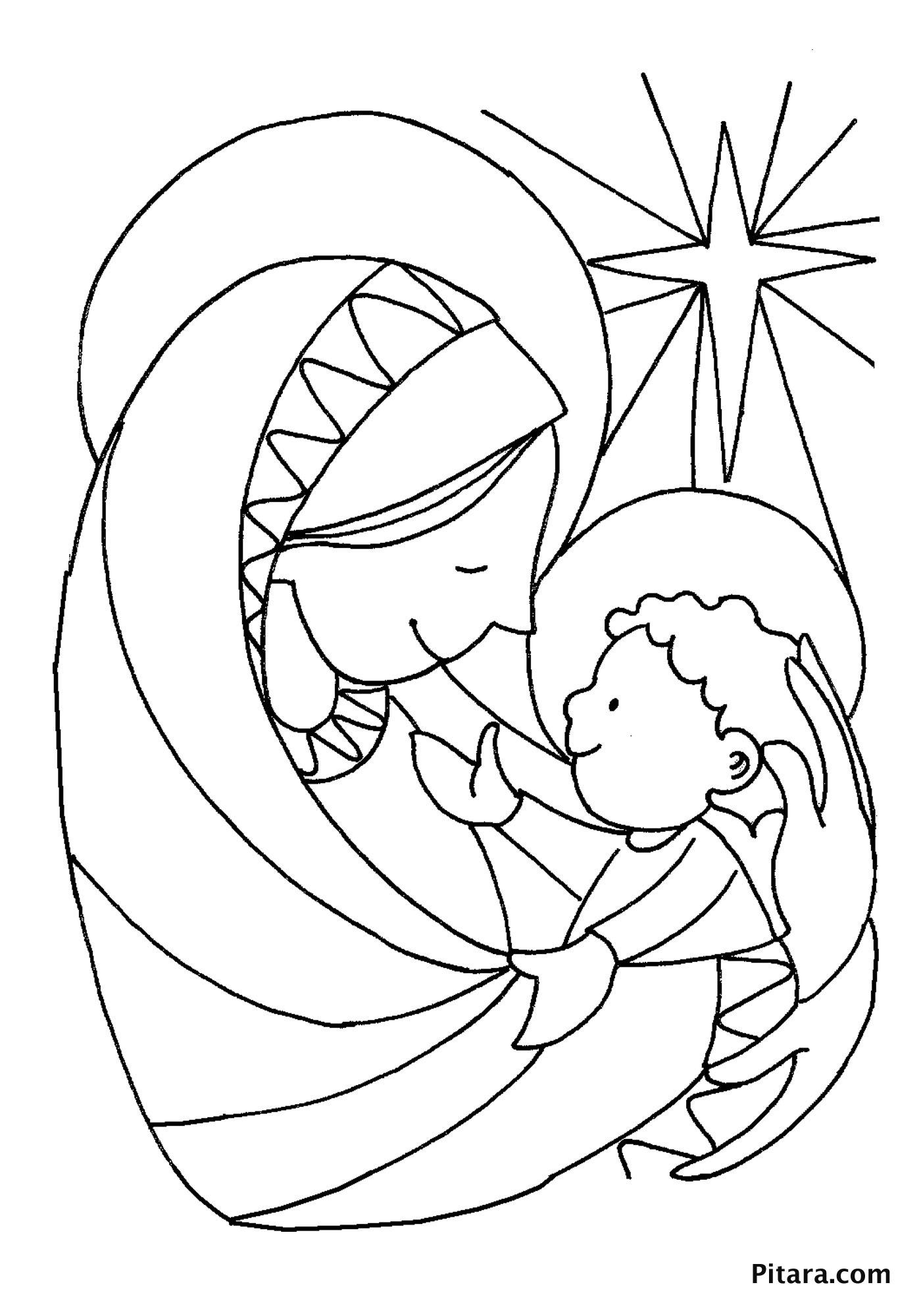 Mother Mary With Baby Jesus Coloring Page For In Manger 1400x2000 Mother Mary With Baby Jesus Coloring Page For In Manger