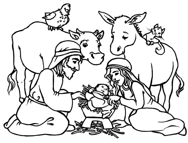 Baby Jesus In A Manger Nativity Coloring Page Color Luna Pages 600x457 Baby Jesus In A Manger Nativity Coloring Page Color Luna Pages