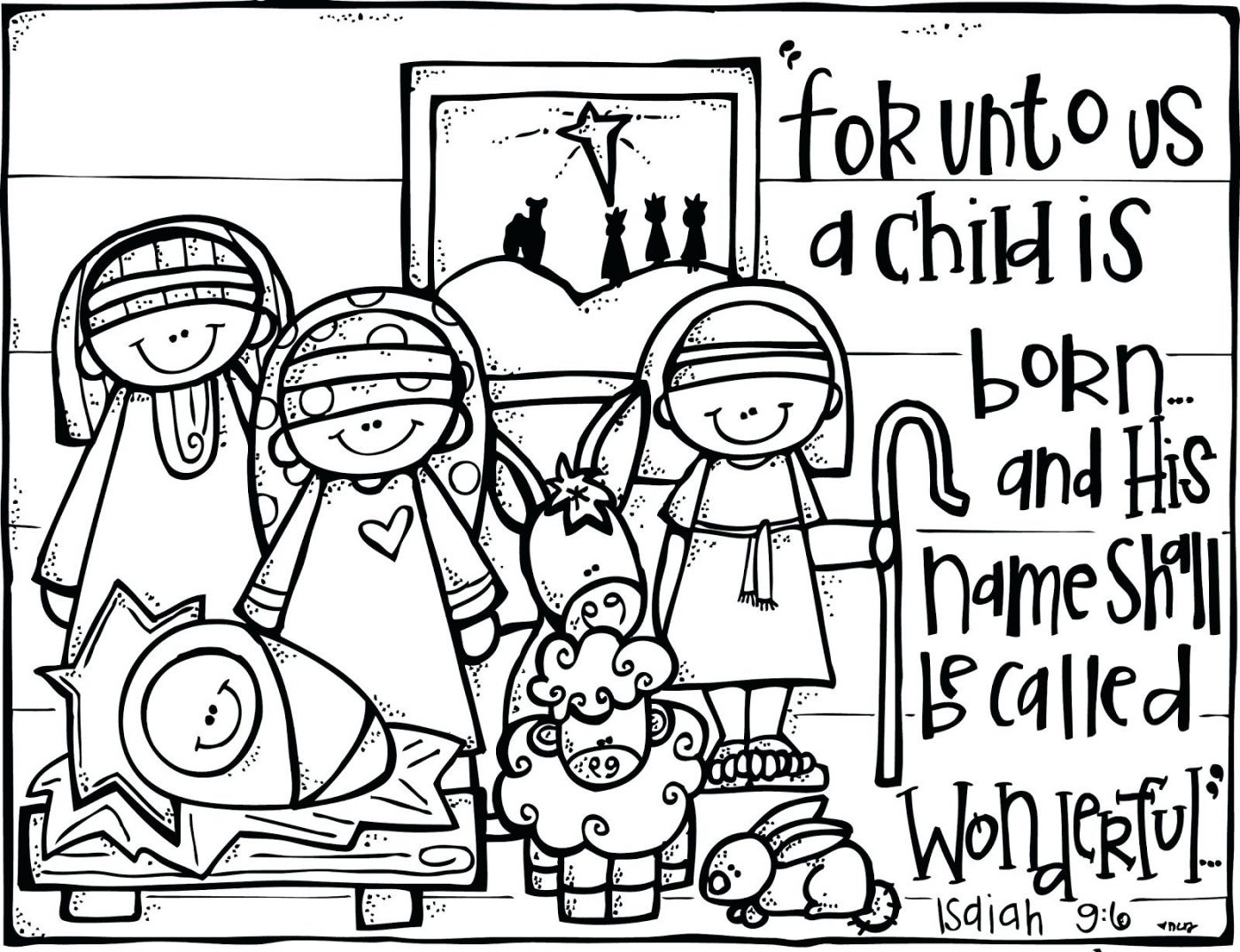1400x1075 Christmas Coloring Pages Baby Jesus Shepherds Visit In Manger