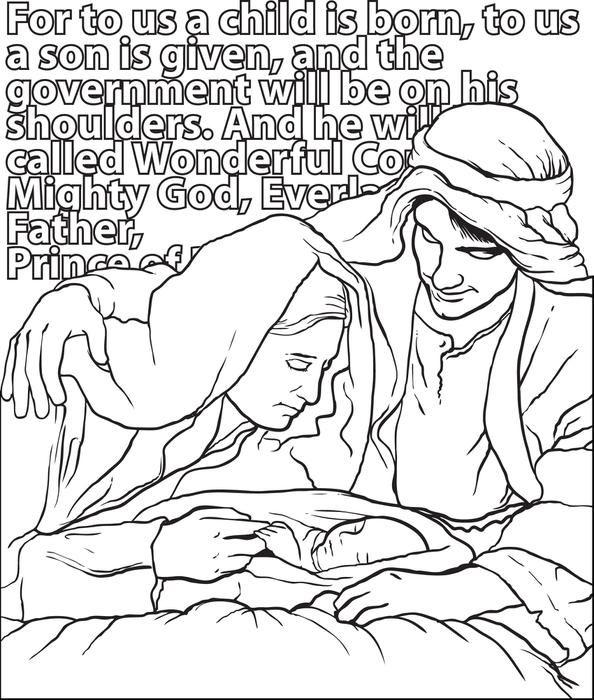 594x700 Free Printable Mary, Joseph, Amp Baby Jesus Christmas Coloring Page