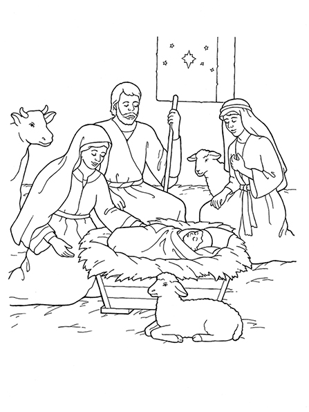 447x596 Nativity Mary, Joseph, Jesus, And The Shepherds
