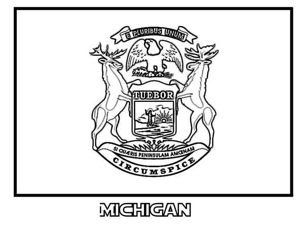 Michigan State Flag Coloring Page State Flag Of Michigan Coloring 600x464 Michigan State Flag Coloring Page State Flag Of Michigan Coloring
