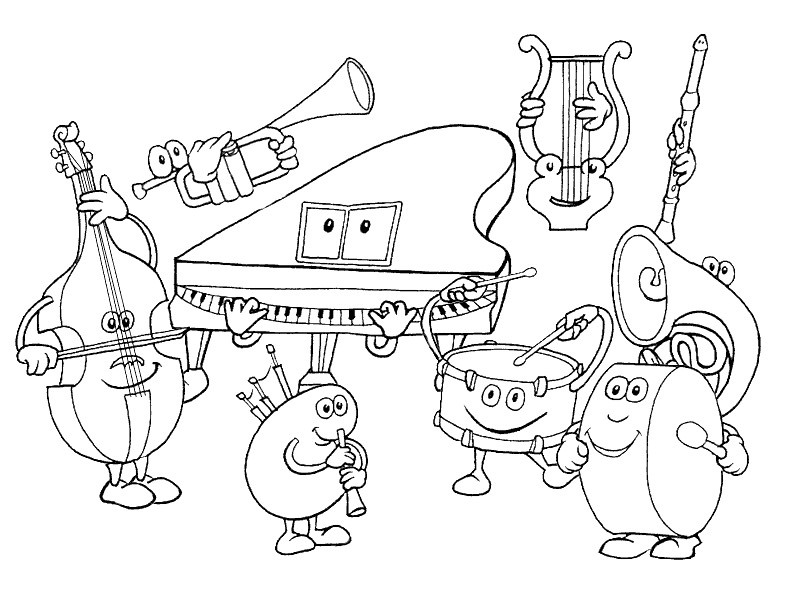 Kids Under 7 Musical Instruments Coloring Pages 800x600 Kids Under 7 Musical Instruments Coloring Pages