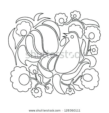 Polish Coloring Pages Rooster And Flowers On A White Background 450x470 Polish Coloring Pages Rooster And Flowers On A White Background