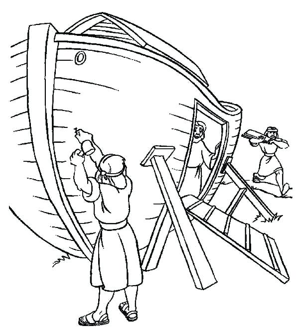 600x663 Noah Building The Ark Coloring Page Noah And The Ark Coloring