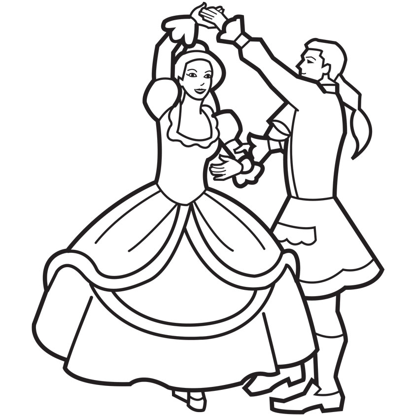 842x842 Prince And Princess Dancing Coloring Page