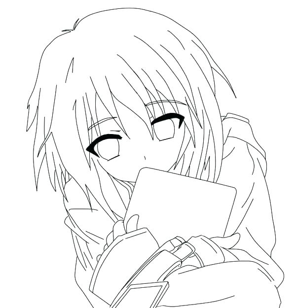 600x625 Anime Girl Coloring Pages Printable Cartoon Good People Kids Funny