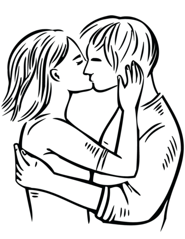 371x480 Coloring Pages Of People In Love Couple Kissing Coloring Page Free