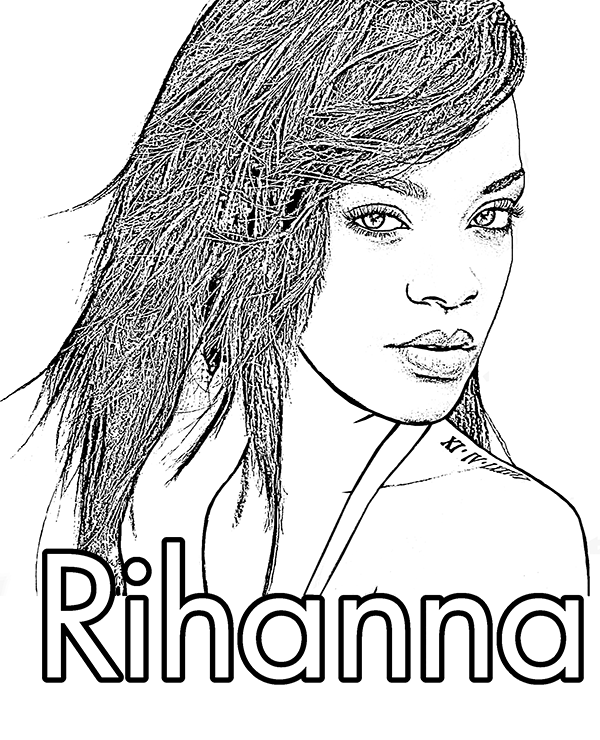 600x740 Rihanna Coloring Page, Sheet, Image To Print Or Download