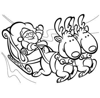 Santa And His Sleigh Coloring Pages Santa Sleigh And Reindeer 350x341 Santa And His Sleigh Coloring Pages Santa Sleigh And Reindeer
