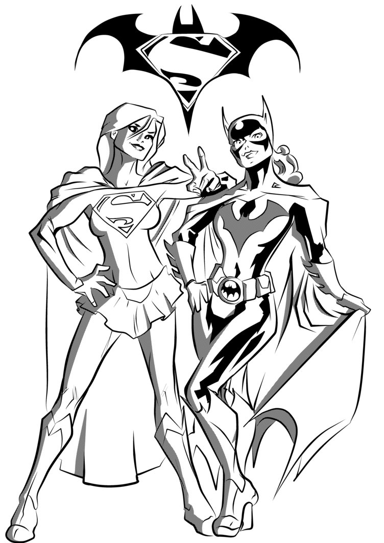 752x1063 Batgirl And Supergirl Coloring Pages Printable