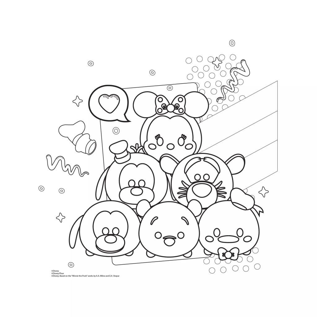 1024x1024 Tsum Tsum Coloring Pages Black And White