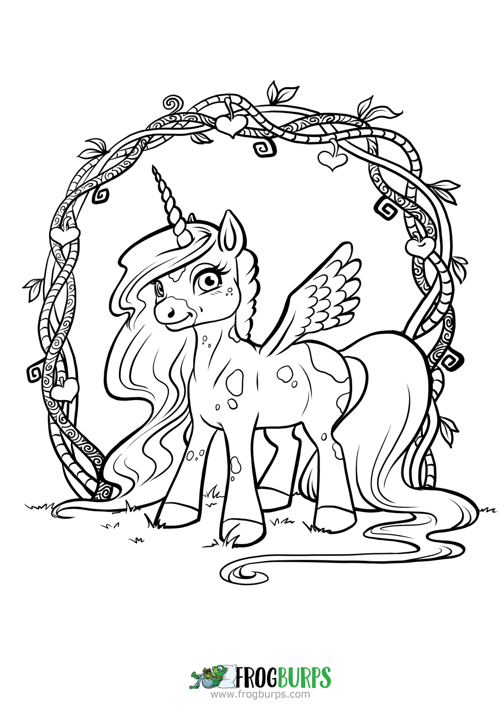 Cute Unicorn Coloring Page Frogburps 1000x1415 Cute Unicorn Coloring Page Frogburps