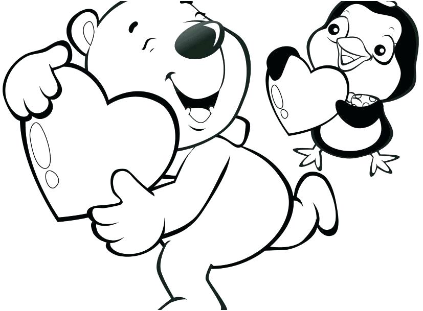 Valentine Cartoon Coloring Pages Valentines Color Page Cute Hello 827x609 Valentine Cartoon Coloring Pages Valentines Color Page Cute Hello