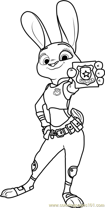 Judy Hopps With Badge Coloring Page 404x800 Judy Hopps With Badge Coloring Page