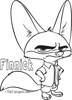 Printable Finnick Zootopia Coloring Pages 245x338 Printable Finnick Zootopia Coloring Pages