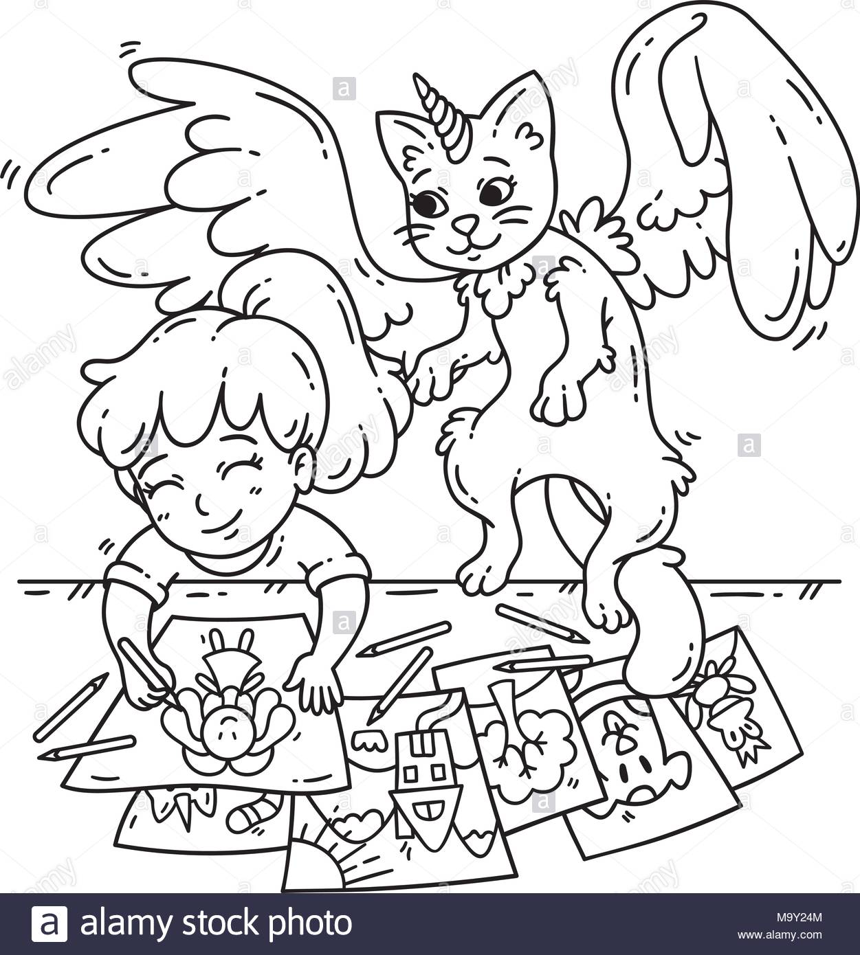 Cute Little Girl And Her Imaginary Friend Draw Pictures 1251x1390 Cute Little Girl And Her Imaginary Friend Draw Pictures