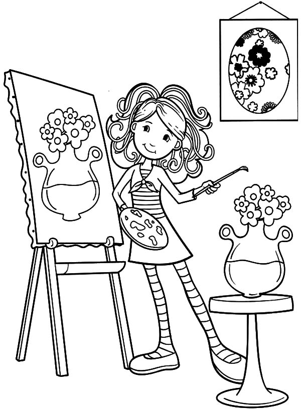 600x836 Groovy Girls Paint Flower Pot Coloring Pages Free Printable Inside