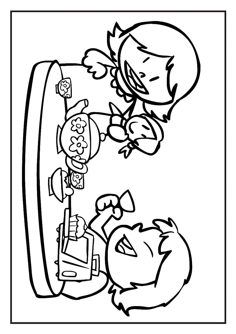 989x1400 Tea Party Coloring Pages