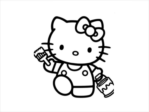 585x440 Hello Kitty Coloring Page
