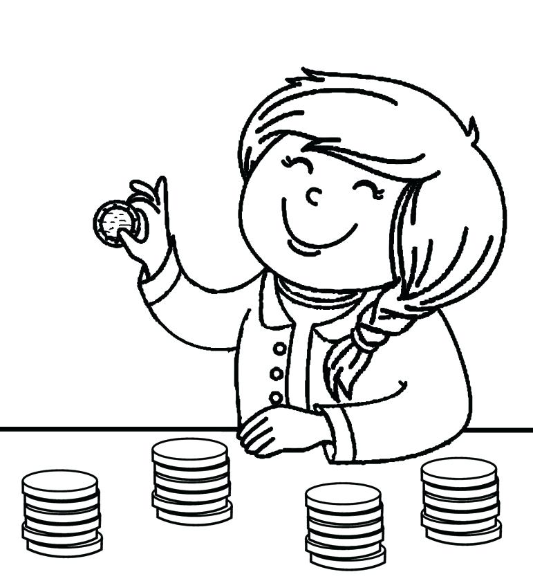 771x840 Money Coloring Pages Money Coloring Pages With A Girl Play Money