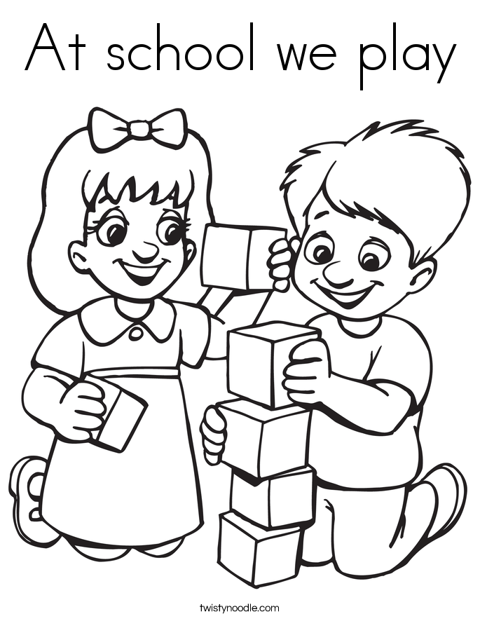 685x886 At School We Play Coloring Page