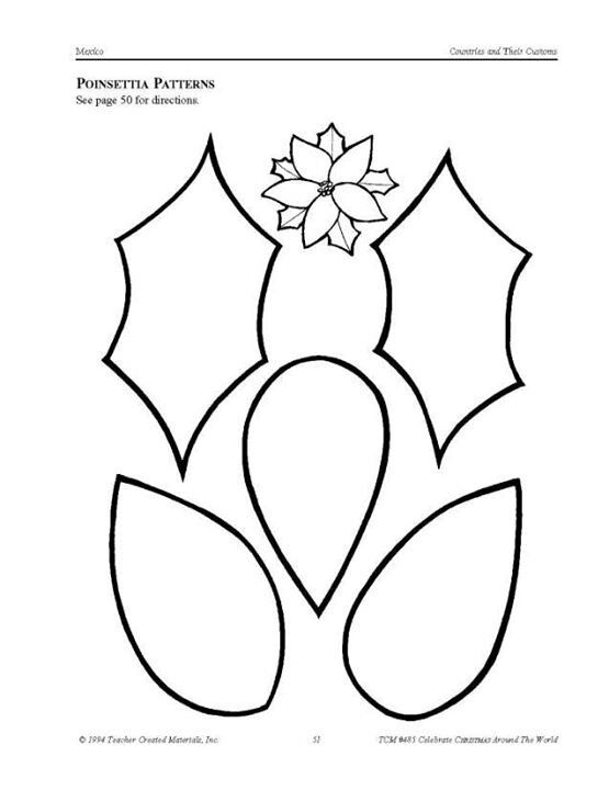 555x720 Poinsettia Flower Printable Template