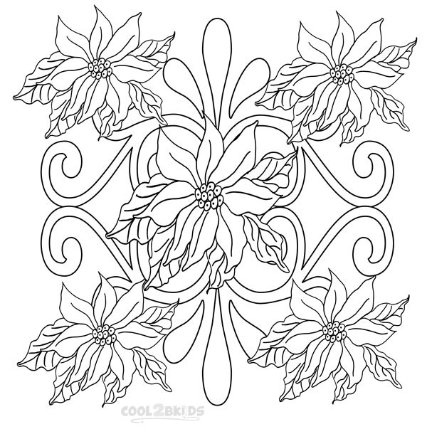 600x610 Printable Poinsettia Coloring Pages Coloring Me