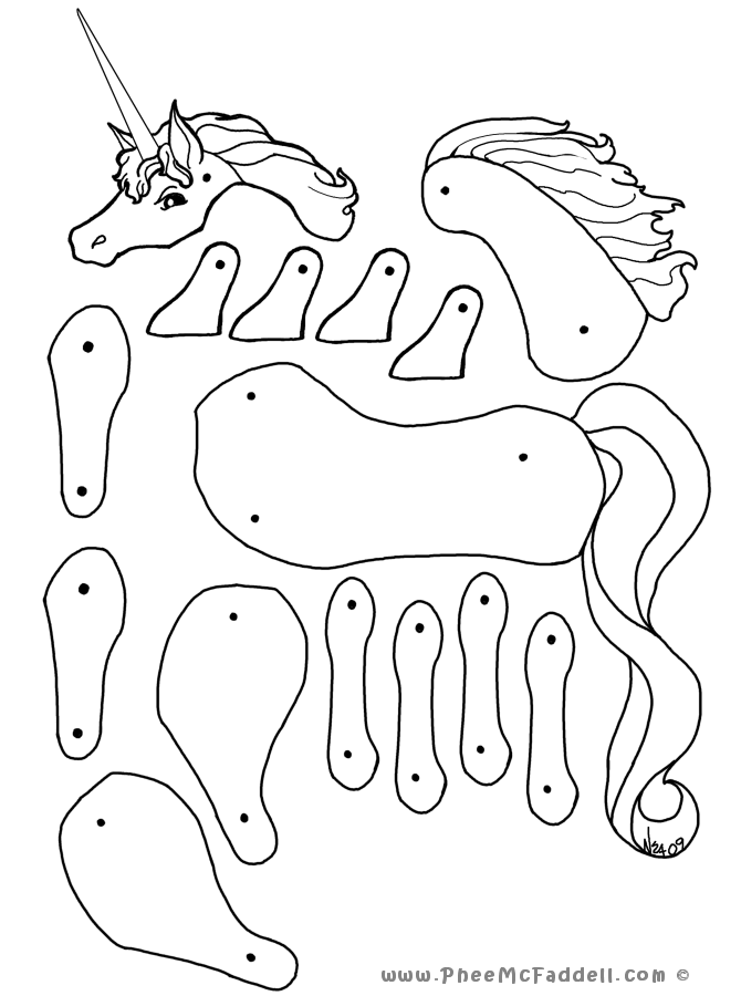 670x900 Unicorn Puppet To Color, Cut Out, Amp Assemble. U Is For Unicorn