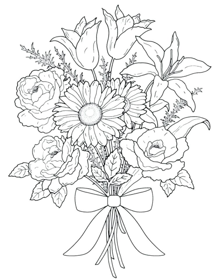 752x960 Realistic Flower Coloring Pages Realistic Flowers Coloring Pages
